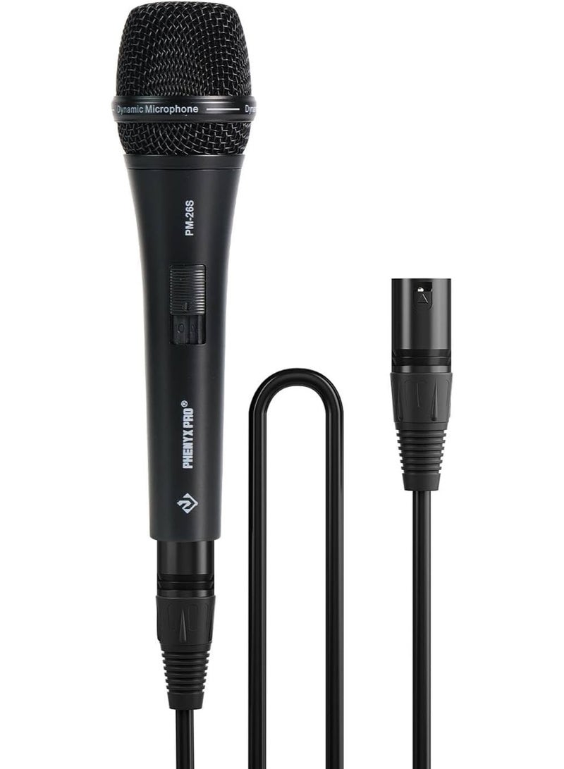 Phenyx Pro Supercardioid Dynamic Vocal Microphone, Wired Handheld Mic with 16.4 ft XLR Cable, Mic Clip, Storage Bag for Singing, Stage, Studio, Karaoke (PM-26S) - Image 1
